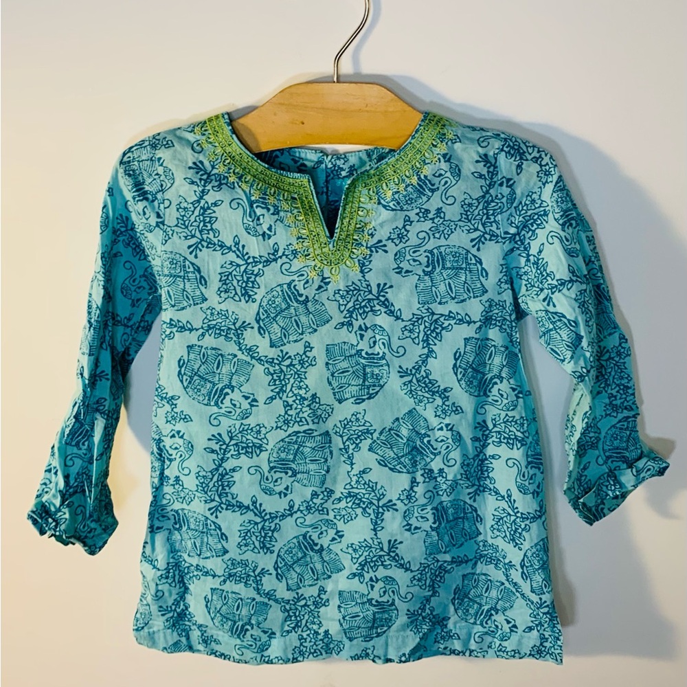 Blue Indian cotton toddler beach coverup